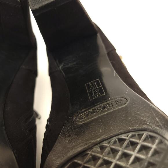 Aerosoles Black Heels Size 8.5 Effortless Shooties Gold Buckle - Picture 10 of 16